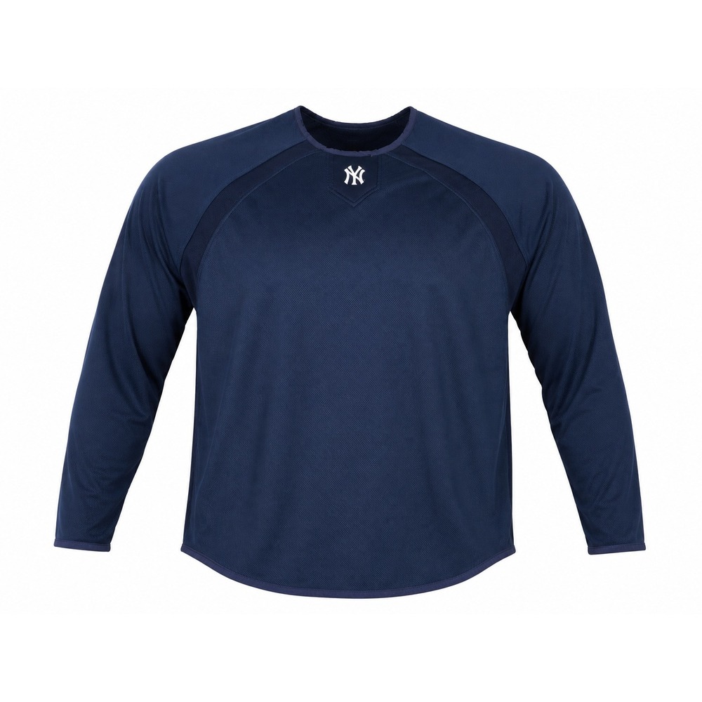 Majestic New York Yankees Mesh Batting Practice Jersey Navy Blue Long Sleeve